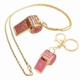 thumbnail image 3 of 2-Piece Rhinestoned Whistle Keychain and Necklace Set with Zinc Alloy Construction 6 Stylish Color Option for Daily Use, 3 of 10
