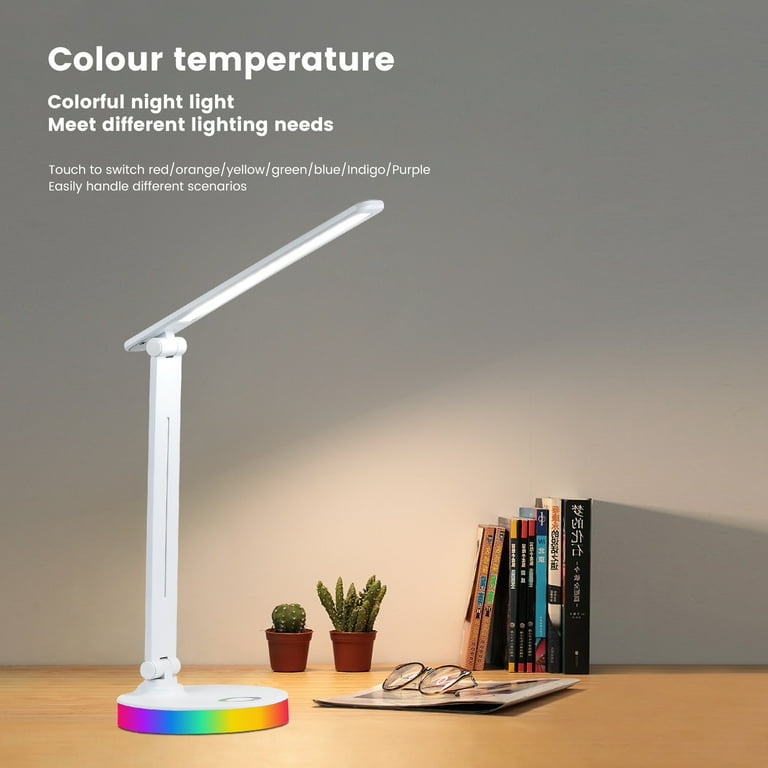 LED RGB Desk Lamp,Touch Control Color RGB Eye-Caring Base Night