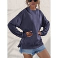 thumbnail image 5 of Women Long Sleeve Pullover Sweatshirt Loose Fit Workout Tshirt Going Out Casual Hooded Blouse Top Navy Blue XL, 5 of 8