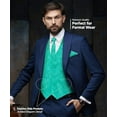 thumbnail image 4 of Vittorio Farina Men's Mint Woven Paisley Vest, Necktie, Bow Tie and Pocket Square Set (White Back), 4 of 42