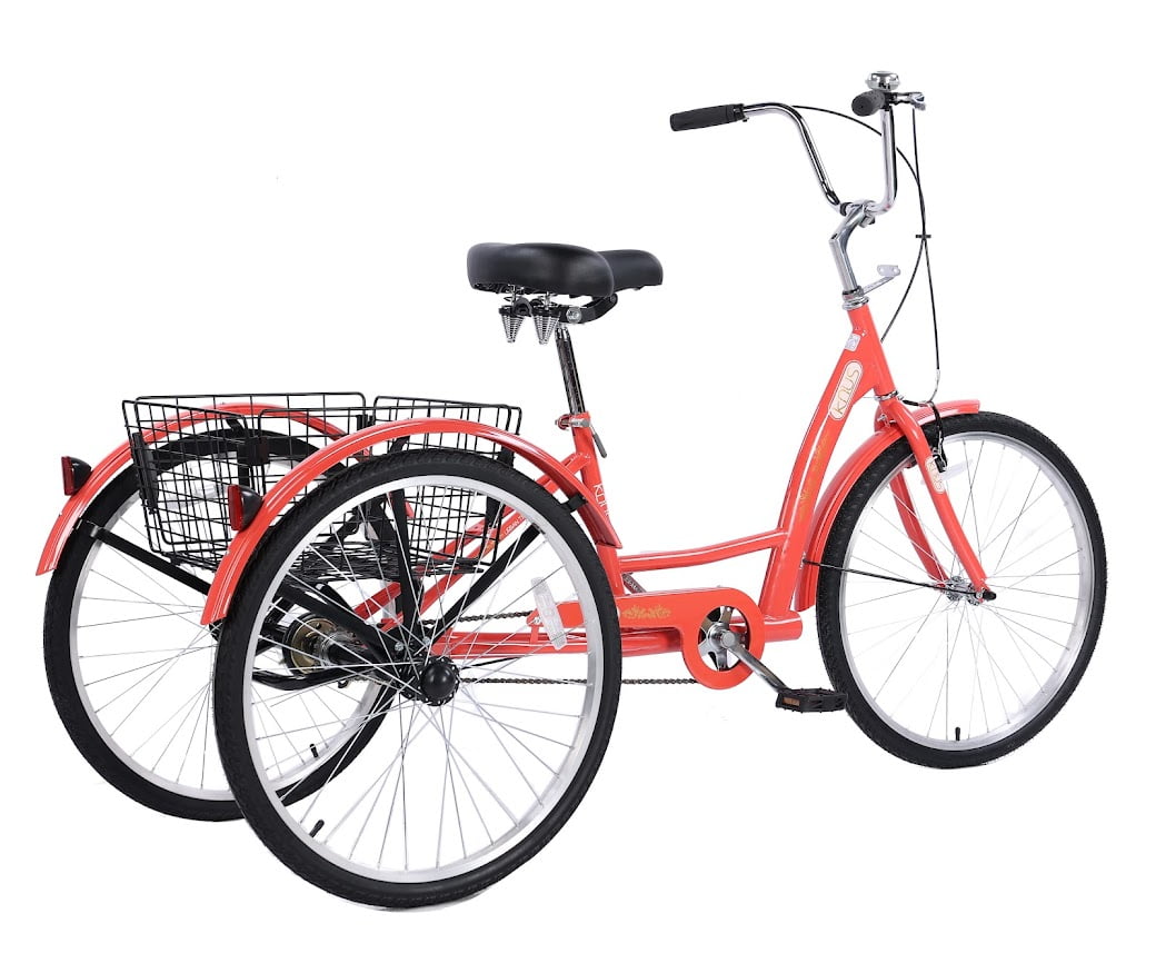 Knus Beach Cruiser Bike,26 inch Urban Single Speed Men Womens Cruiser Bicycle-Light Red 
