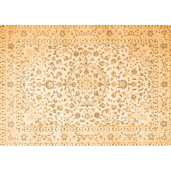 Ahgly Company Indoor Rectangle Medallion Orange Traditional Area Rugs, 2' x 5'