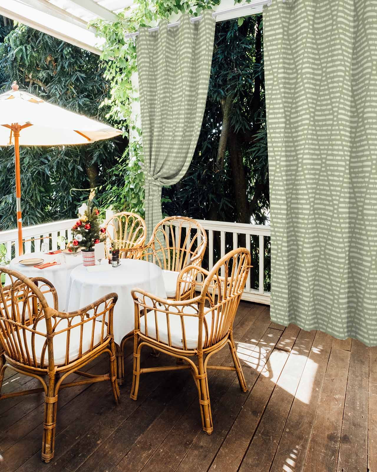 Sage Green Outdoor Curtains for Patio, Modern Abstract Art Farmhouse Privacy Drapes Grommet Waterproof Outside Curtains for Porch/Cabana/Balcony 54"x 108", 2 Panel