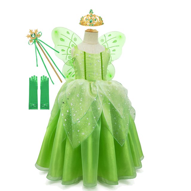 Traje de Cosplay de Tinkerbell para niñas pequeñas, vestido de tutú de hada verde, vestido de baile de tul, ropa para niños, traje de fiesta de cumpleaños para niños pequeños, 2-3T (etiqueta 100) Gao Jinjia LED
