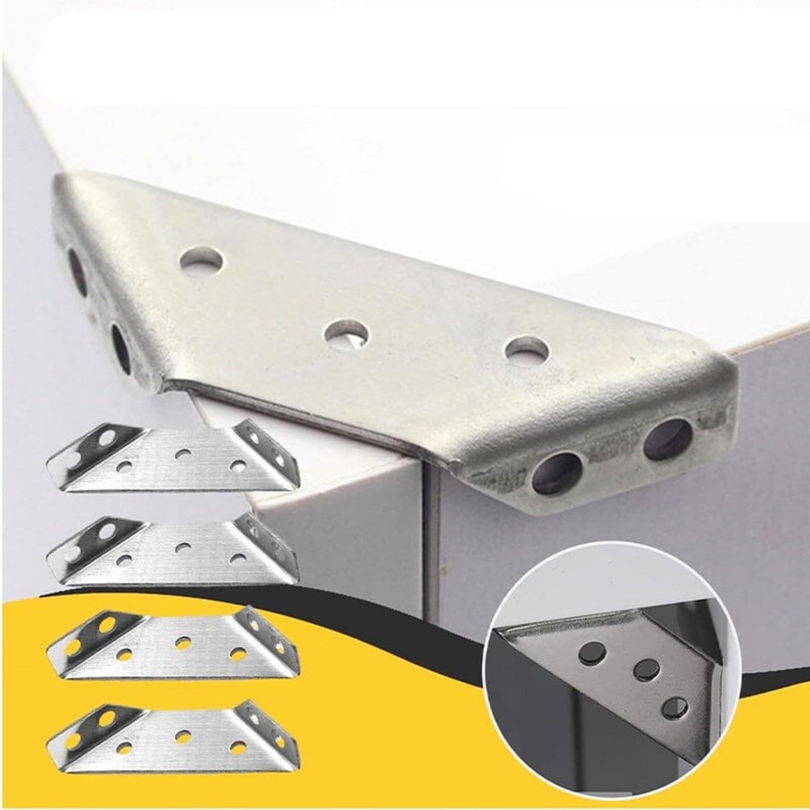 Byikun Support de Coin Multifonctionnel en Acier Inoxydable Trois Côtés Fixe pour Armoire, Angle de Suspension Trapézoïdal, Couche de Suspension, Connecteur de Meuble
