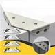 thumbnail image 1 of Escuadra de acero inoxidable | Conector trapezoidal para muebles de 3 lados | Soporte para gabinetes y estantes | Juego de 10 piezas con 70 tornillos, 1 of 9