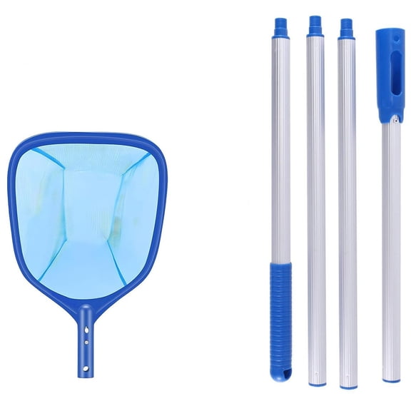 Pool Cleaning Net with 63 Inch Threaded Sectional Pole, Durable Handheld Skimmer for Outdoor Pool Ponds and Fountains