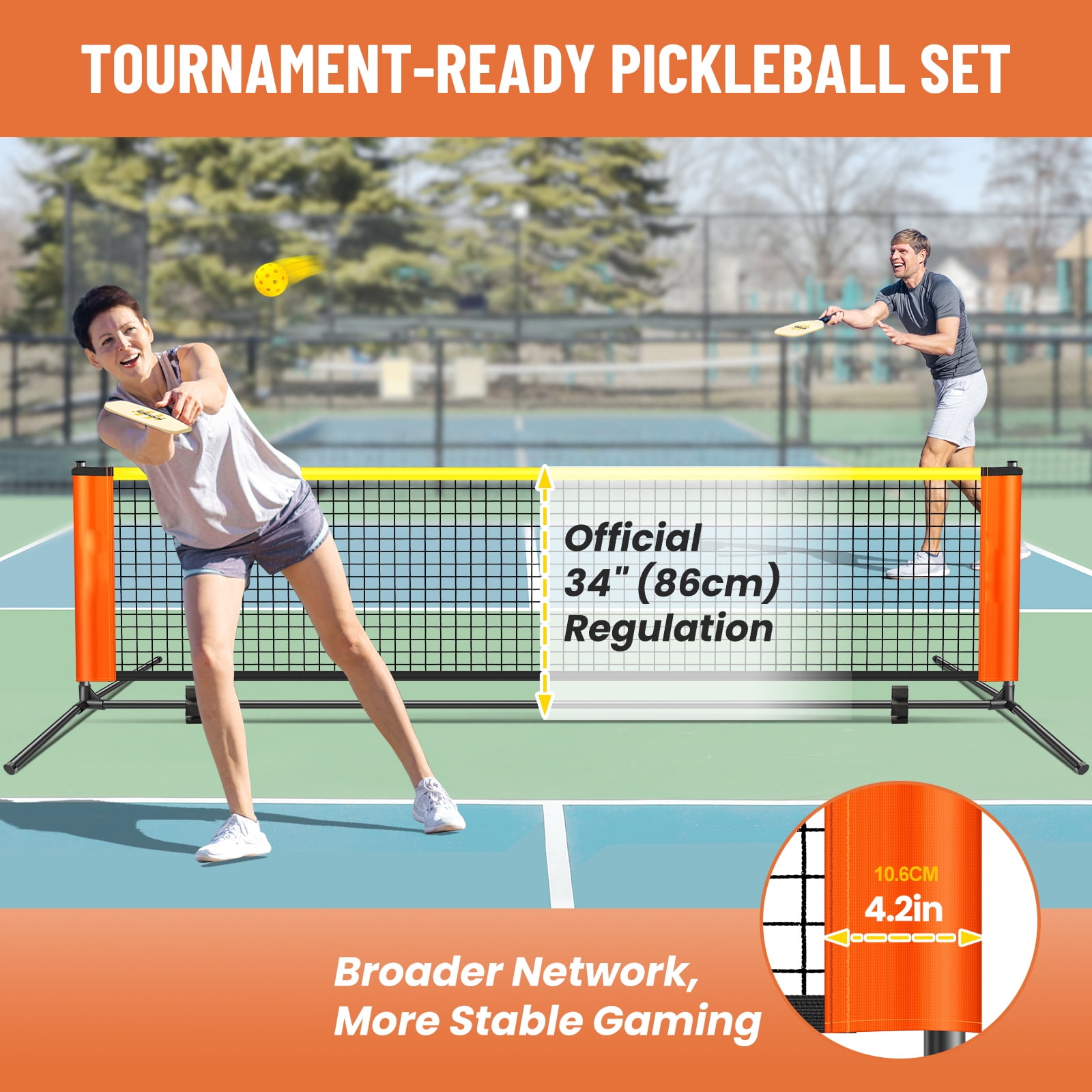 3-in-1 Adjustable Height Volleyball Badminton Pickleball Net Set