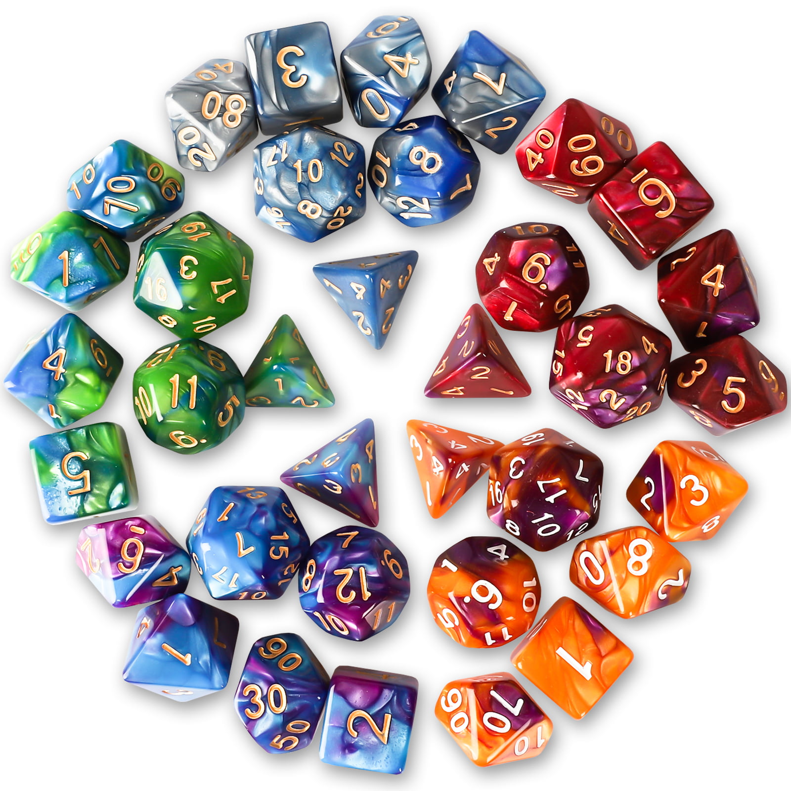 49x Polyhedral Dice Die Double-Color for Dungeons /& Dragons RPG Table Games