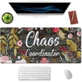 thumbnail image 3 of Chaos Coordinator Motivational Quote Mouse pad 35.4 x 15.7 Inch XXL Floral Full Desk Mousepad Extended Large Non-Slip Rubber Base Waterproof Big Keyboard Mat with Stitched Edges for Gaming and Office, 3 of 6