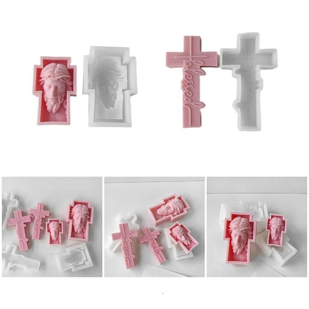 Osdhezcn Silicone Mold Crosses Candle Molds Human Portrait Gypsum Resin Soap Molds Desk Ornament Handmade Gifts for Craft Lover