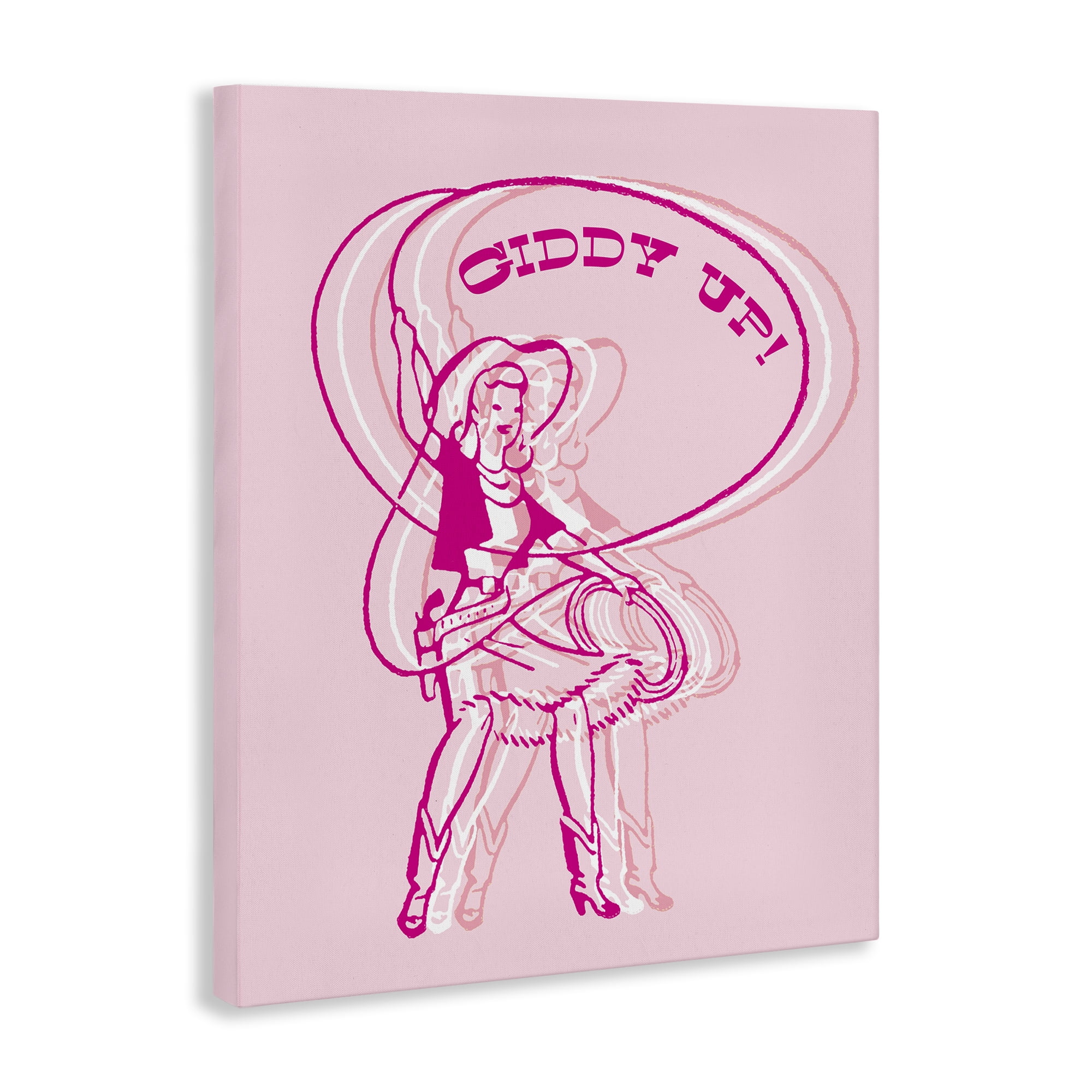 Stupell Industries Giddy Up Rodeo Girl People Painting Wrapped Canvas Art Print Wall Art, 24 x 30