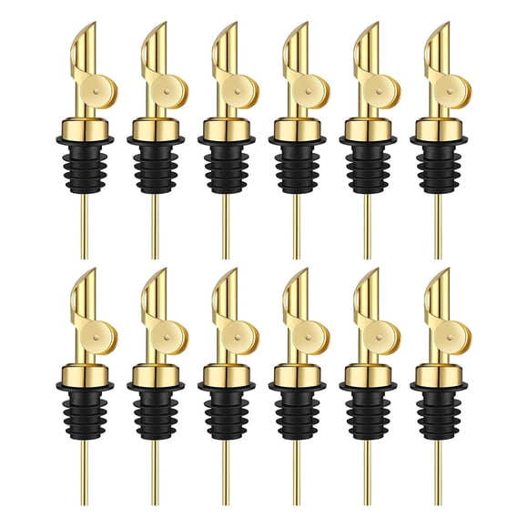 Licor pesado Pafusen Pour Spout, paquete de 12 unidades, dorado, con tapa automática