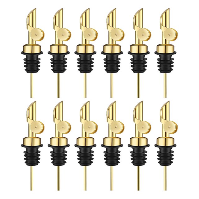 Licor pesado Pafusen Pour Spout, paquete de 12 unidades, dorado, con tapa automática