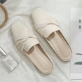 thumbnail image 4 of Tweed Mules for Women Flats Square Toe Slip on Flat Slides Comfortable Women Slippers Backless Loafer Shoes, 4 of 4