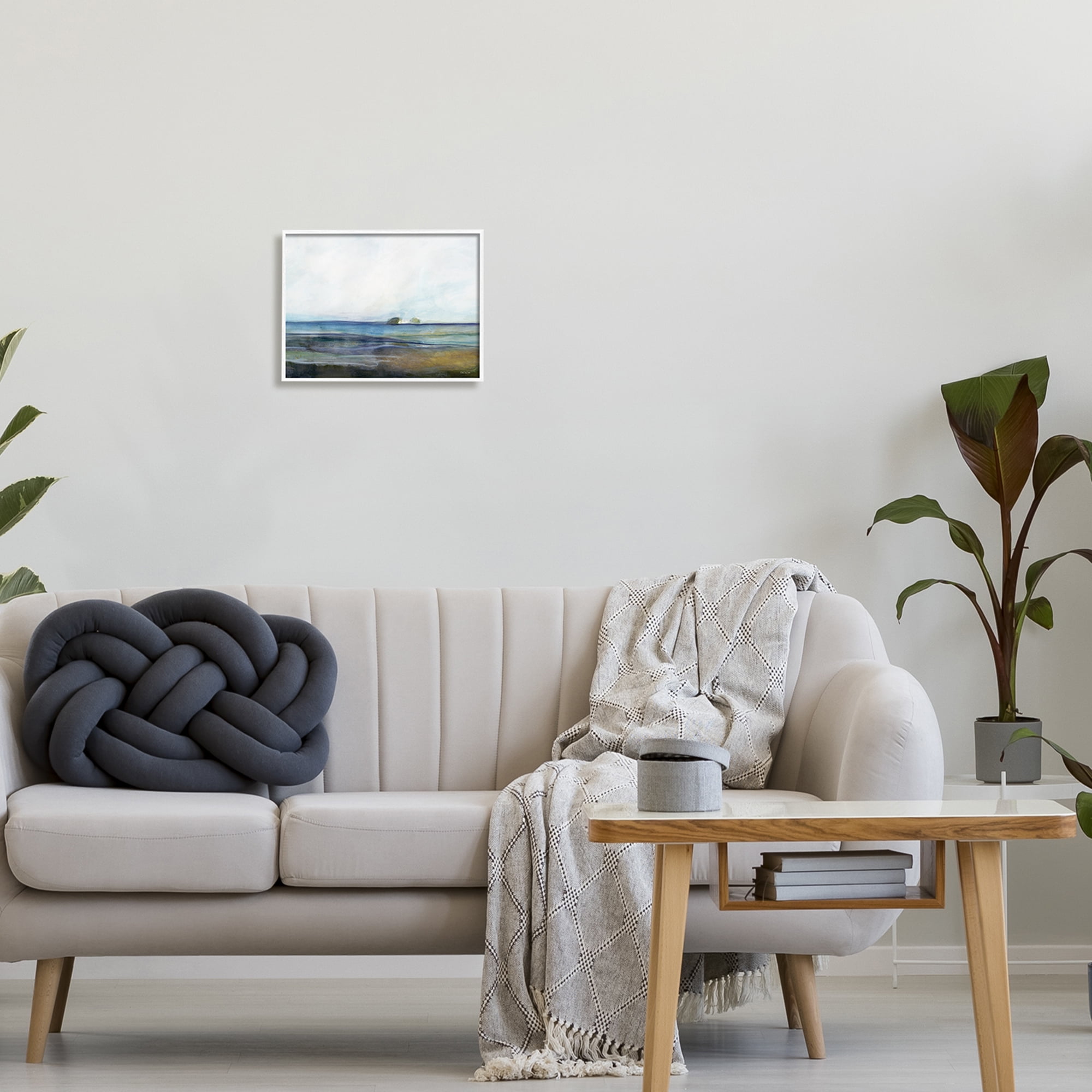 Stupell Abstract Beach Shore Nautical Landscape Abstract Painting White Framed Art Print Wall Art