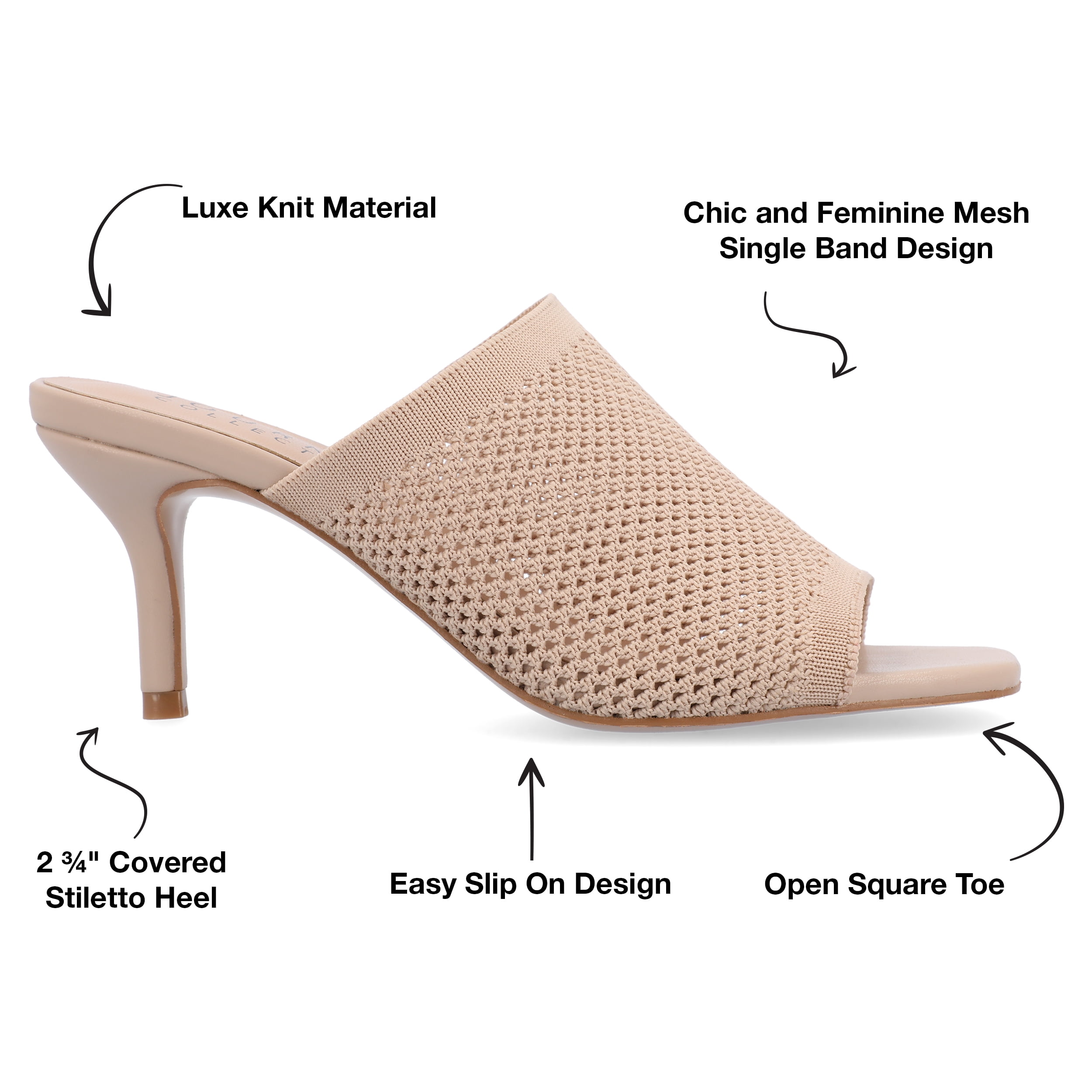 Journee Collection Womens Leighton Soft Knit Slip On Open Toe Pumps
