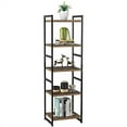 Homfa Tall Narrow Bookcase, Wood Iron Etagere Bookshelf, 59.1'' H 5