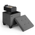 thumbnail image 1 of Cubo otomano STORAGEBUD con papelera pequeña, color gris, 1 of 9