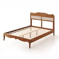 thumbnail image 2 of MF Studio Solid Wood Queen Size Bed Frame with Hand-Woven Rattan Headboard, No Box Spring, Brown, 2 of 9