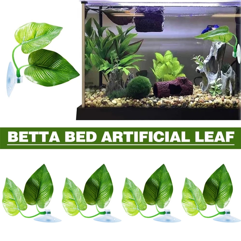 5PCS Artificial Aquarium Leaf Plants Decoration Betta Fish Rest