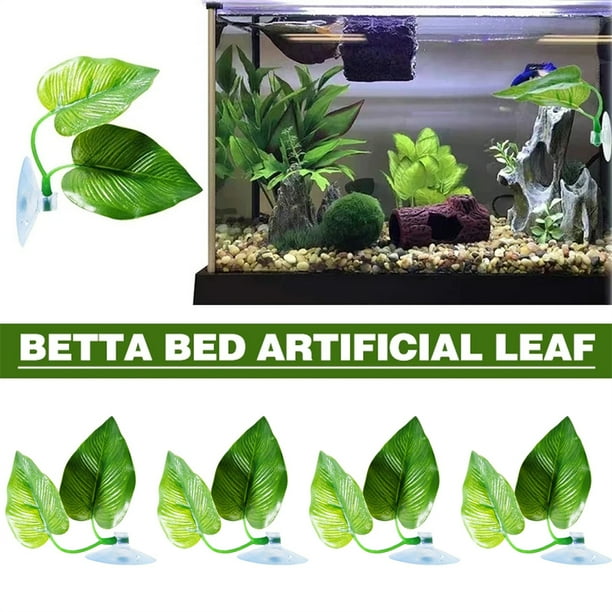 5PCS Artificial Aquarium Leaf Plants Decoration Betta Fish Rest