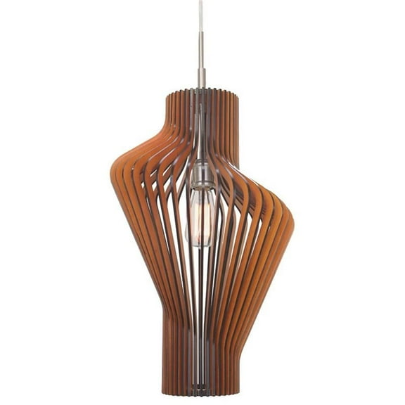 Woodbridge Lighting Escher Canopy 1 Light Wood Mini Pendant in Nickel/Cherry