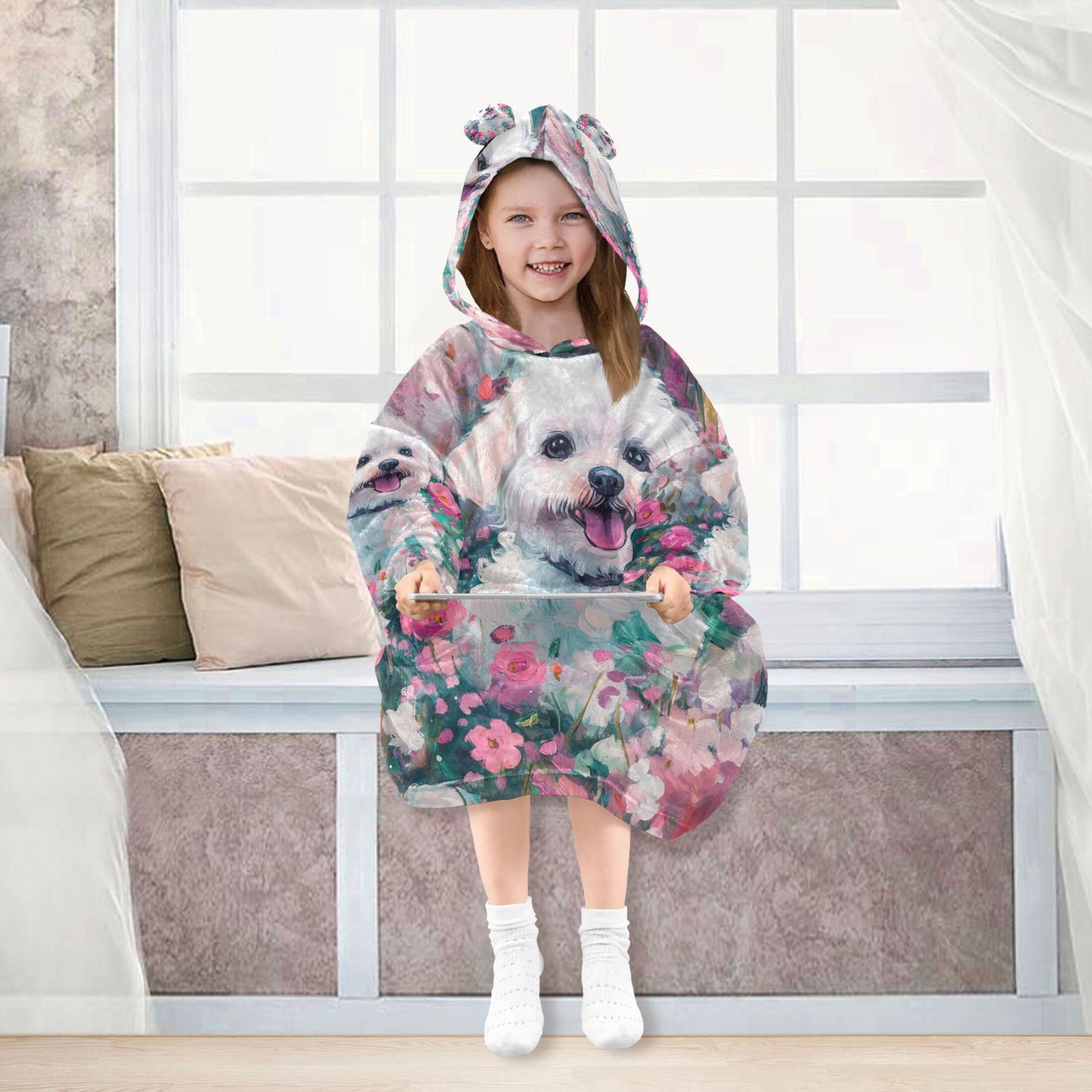 YAZAOO Kids Wearable Blanket Hoodie Warm and Cozy Fluffy Joy Flannel Sweatshirt