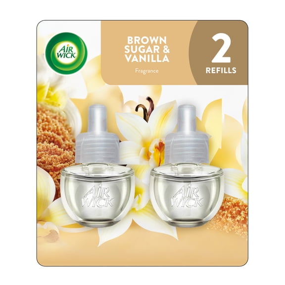 Air Wick Plug-in Scented Oil Air Freshener Warmer Refills, Brown Sugar and Vanilla, 2 Count
