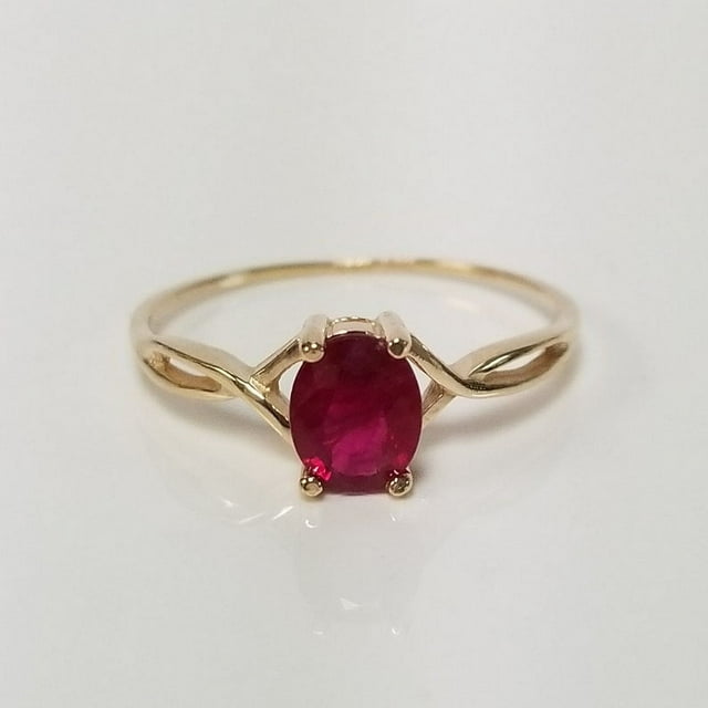 Natural Ruby Gemstone Ring, Oval Cut Ring, 925 Yellow Gold Plated Sterling Silver Ring Wedding Gift For Him