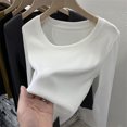 thumbnail image 5 of Camisetas de estilo europeo y americano de nuevo diseño 2022, camisetas de mujer de moda ajustadas, camisetas casuales de color sólido con cuello redondo y ajustadas, 5 of 5