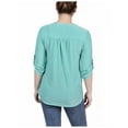 thumbnail image 2 of NY Collection Womens Petites Crewneck Rolled Sleeves Blouse, 2 of 2