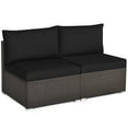 thumbnail image 4 of Costway 2PCS Patio Rattan Armless Sofa Sectional Furniture Conversation W/Black Cushion, 4 of 12