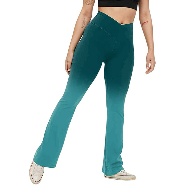 Fleece Lined Flare Leggings Womens Warm Thermal High Waisted Workout  Bootcut Yoga Pants