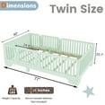 thumbnail image 3 of Mirightone Twin Size Floor Bed with Rails and Slats, Twin Size Montessori Beds with Doors, No Box Spring Needed, Mint Green, 3 of 9