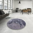 thumbnail image 4 of Ahgly Company Machine Washable Indoor Rectangle Industrial Modern Purple Navy Blue Area Rugs, 2' x 3', 4 of 7