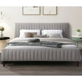 thumbnail image 2 of Omax Decor Spencer Upholstered Mid-Century Fabric King Platform Bed in Gray, 2 of 7