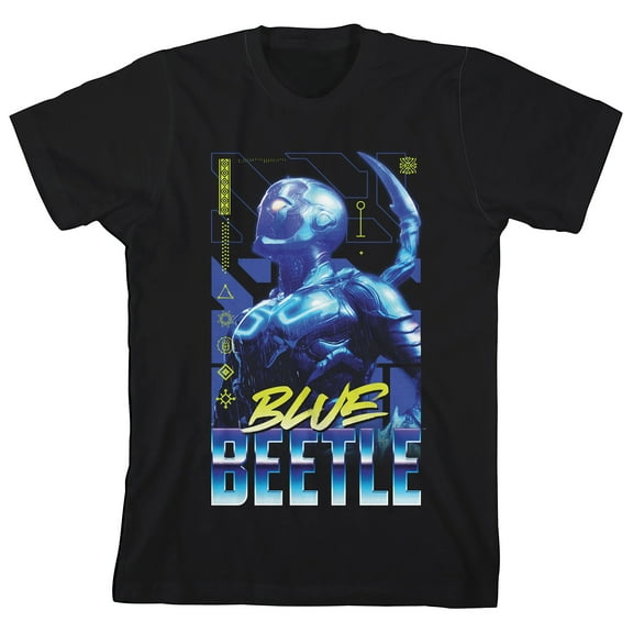Blue Beetle Shining Armor Junior's Black Short Sleeve Crew Neck Tee-XS