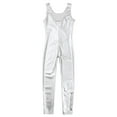 thumbnail image 6 of TiaoBug Kids Girls Shiny Ballet Dance Leotard Gymnastics Full Length Jumpsuit Unitard 3-14 Silver 7-8, 6 of 7
