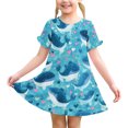 thumbnail image 6 of Ugoldhm Girls Casual Short Sleeve Summer Midi Dress - Crew Neck Flowy Sun Dresses, Size 3-12, 6 of 9