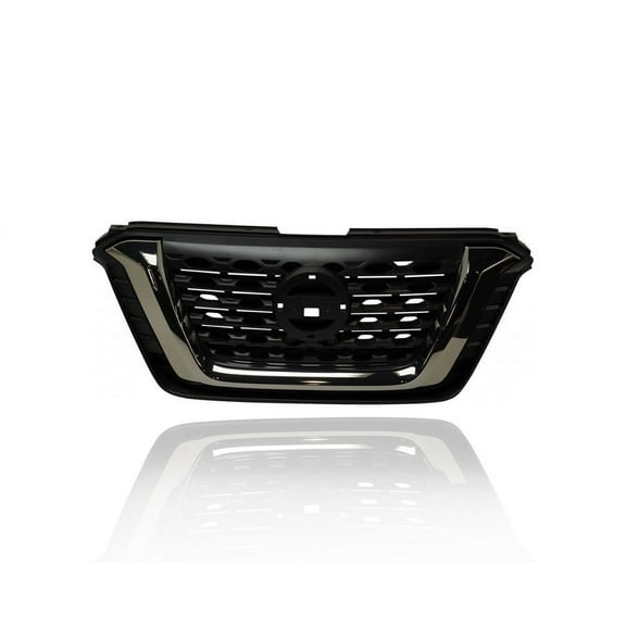 Grille - Compatible/Replacement for '18-20 Nissan Kicks SR - Black Frame, Smoked Chrome Trim Insert, With Emblem Provision - 623105RB3A