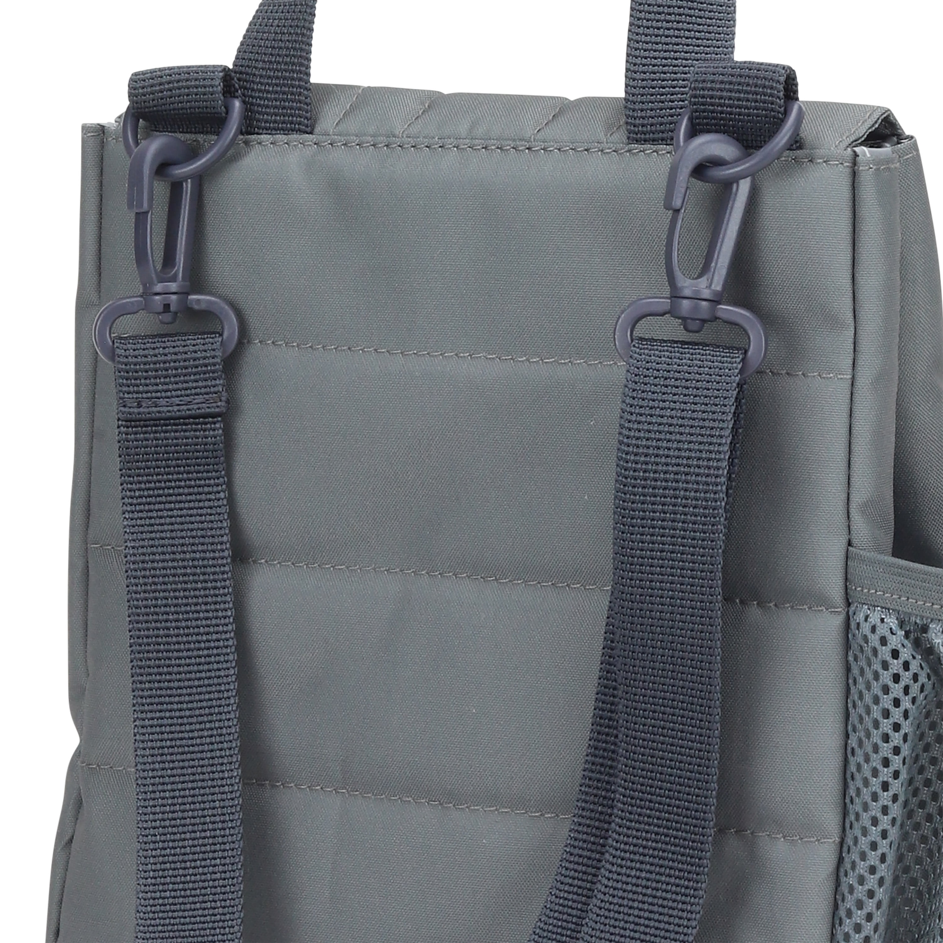 BUILT Insulated Reusable Polyester Kids Lunch Box Puffer Bag with Side Pocket, Grey