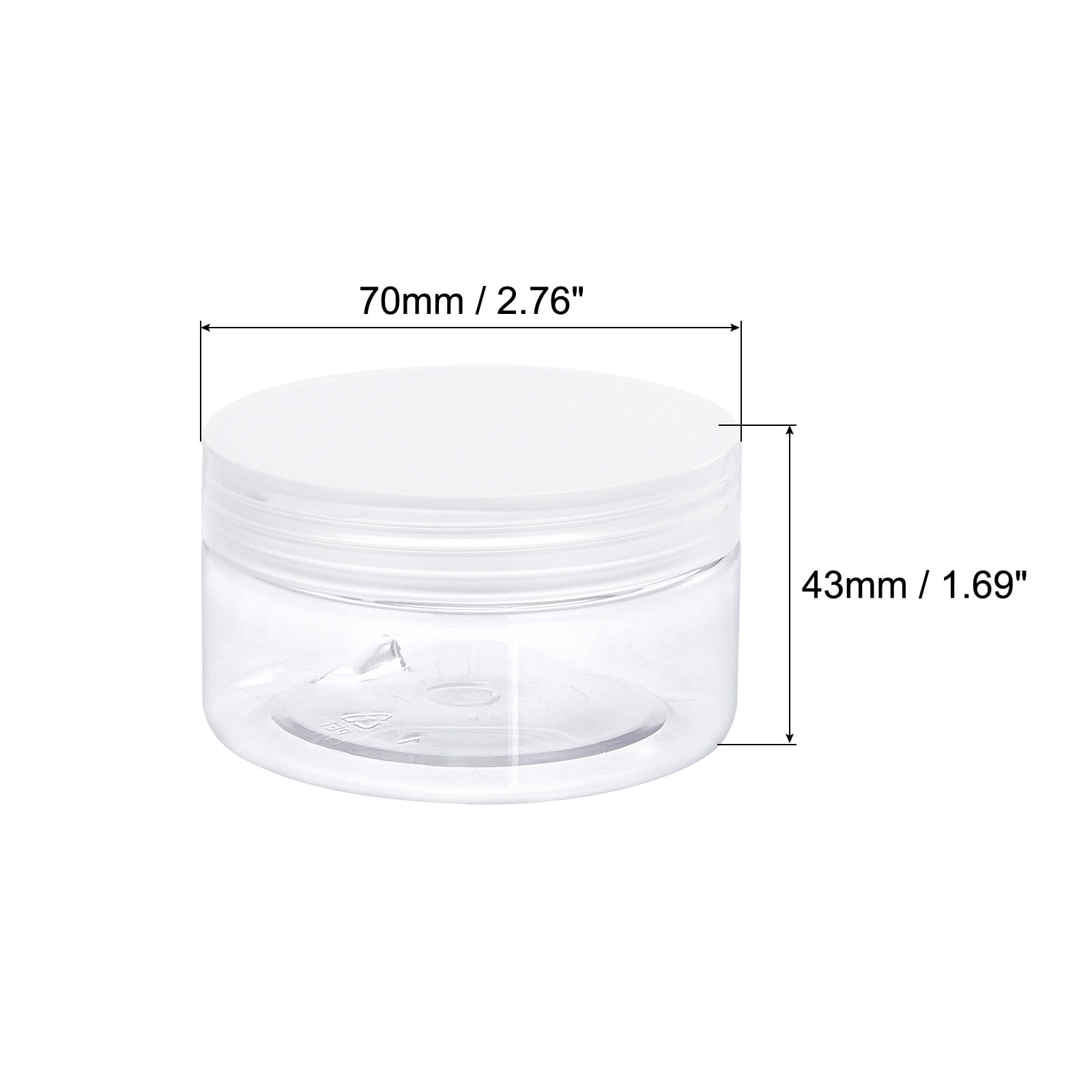 Unique Bargains Round Plastic Screw Top Lids Broad-Mouth Empty Containers 70mm x 43mm 6Pcs