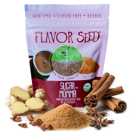 Flavor Seed Sugar Momma Organic Cinnamon Sugar Dessert Spice. Gluten Free Sweet Seasonings and Spices for Cooking & Baking. Garnish Waffles Crepes Pancakes Cookies. Resealable 5 oz Pouch Flavor Seed Sugar Momma Organic Cinnamon Sugar Dessert Spice. Gluten Free Sweet Seasonings and Spices for Cooking & Baking. Garnish Waffles Crepes Pancakes Cookies. Resealable 5 oz Pouch