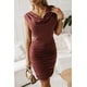 thumbnail image 4 of ABPHQTO Vestido ajustado sin mangas plisado marrón de mujer, 4 of 5