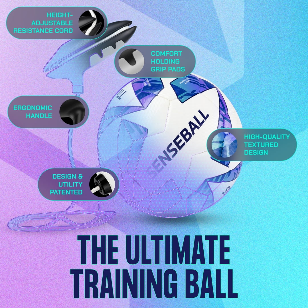 SenseBall Soccer Ball & Soccer Training App - Blue Size 3 (All) - Kickback Trainer