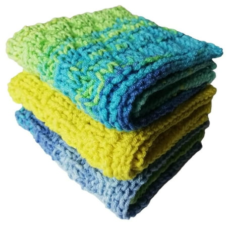 

Set 3 Close Homemade Knit Dishcloths Towels Handmade Cotton Reversible Grandmother s Favorite Dishcloth Square Cleaning Supplies Craft Tools Hand Knitted Zero Waste