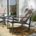 thumbnail image 4 of Flash Furniture 3 Piece Outdoor Rocking Chair Bistro Set with Flex Comfort Material and Steel Framed Glass Top Table, Brown/Black, 4 of 9