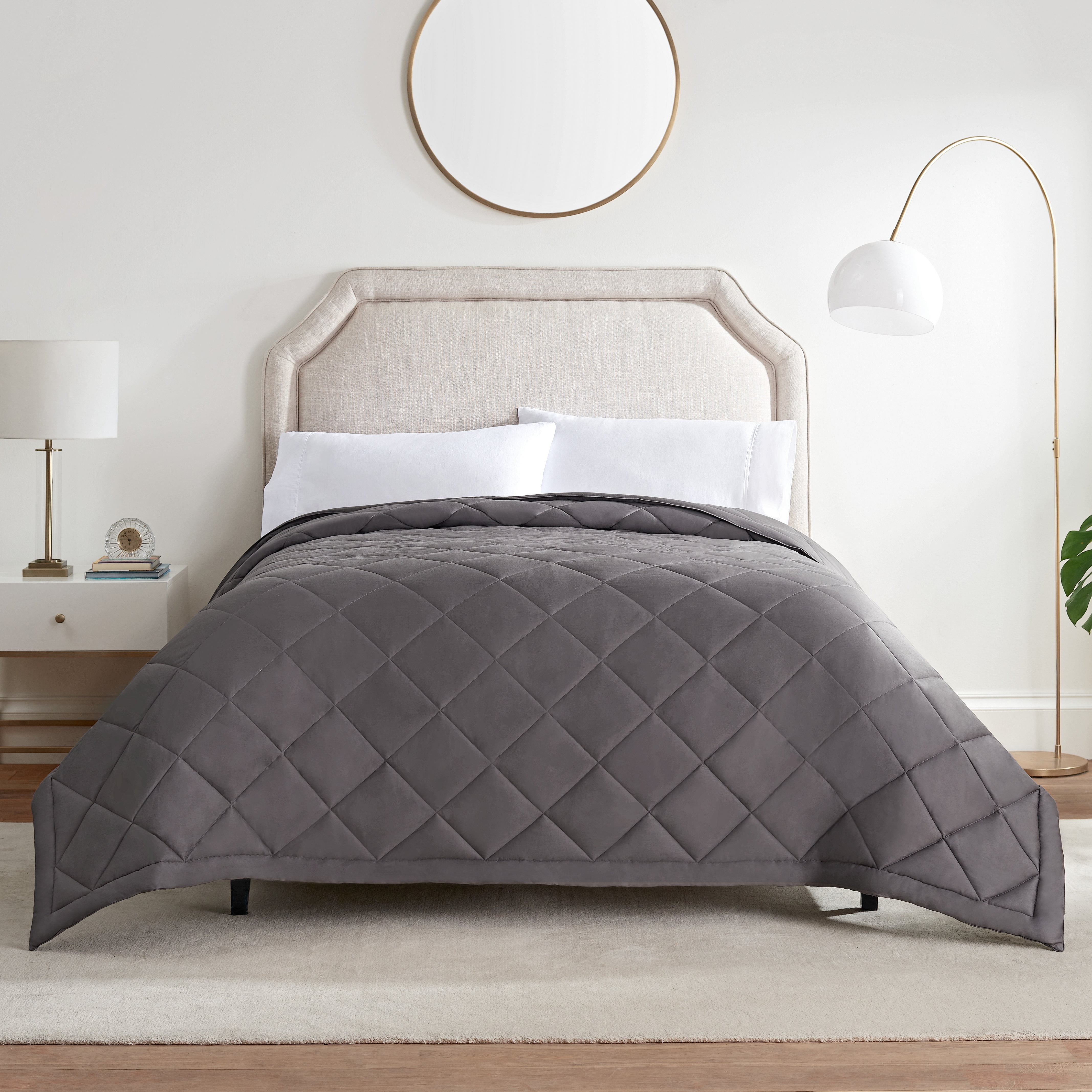 Serta Down Alternative Blanket, Charcoal Grey; Full/Queen