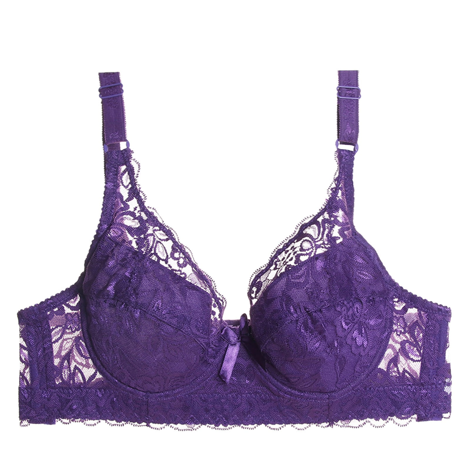 CLZOUD Womens Bras Push Up Purple Lace Womens Lace Gathered Bra Straps Cup  Underwear (no Underwire) 85B